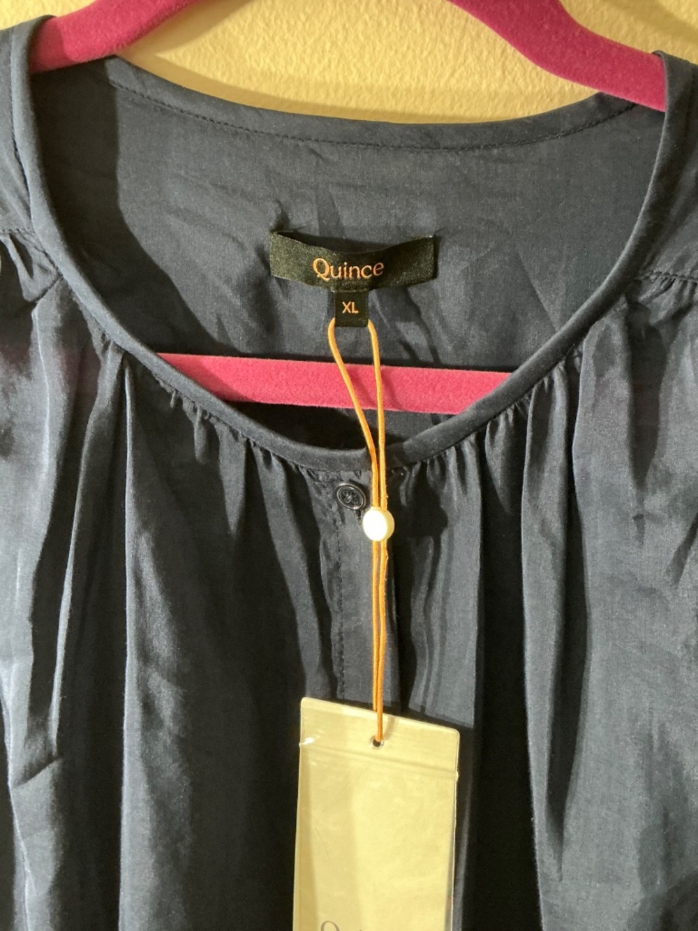 NWT Quince Sheer Cotton Silk Voile Navy Blouse XL - Picture 2 of 7